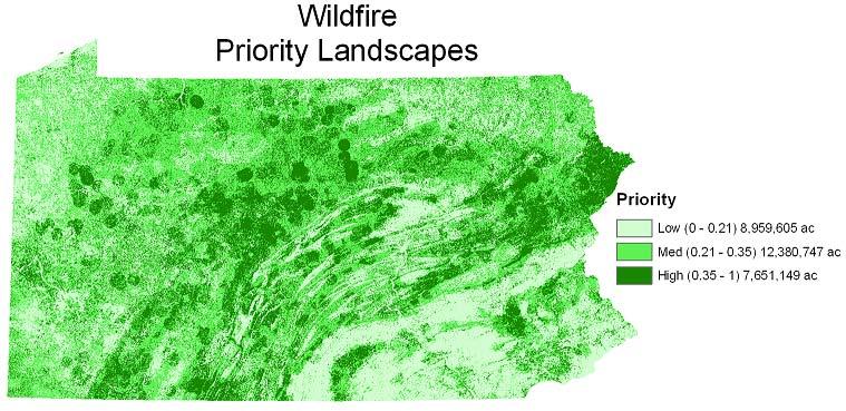 Wildland fire priority landscapes output results.