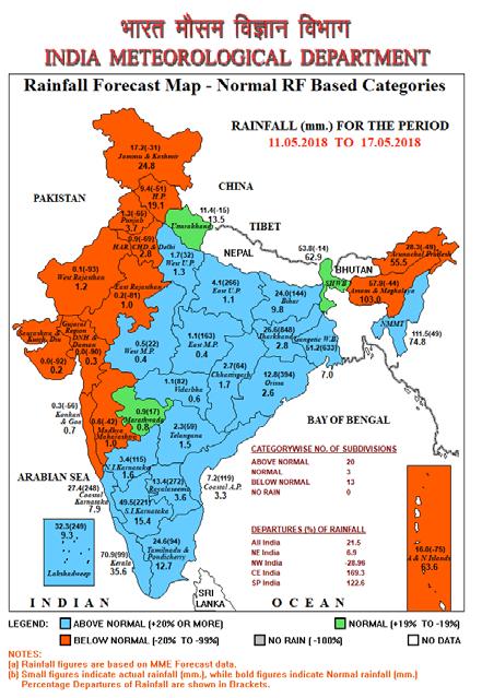 Extended Range Forecast System Rainfall forecast maps for the next 2 weeks (IC 9 May) (11 th May to 24 th May 2018) Extended Range Rainfall Forecast Week 1 (11.05.2018 to 17.05.2018) and Week 2 (18.