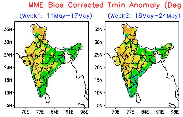 In week 2, the warming is likely to increase further with maximum warming (4 to 6 Deg C) over northwest and adjoining central parts of India.