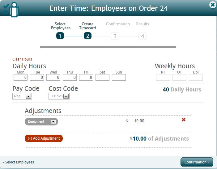 Enter the hours by day or by week for all Employees selected for this Timecard Adjust the PayCode, if applicable Adjust the CostCode, if applicable If adjustments should be