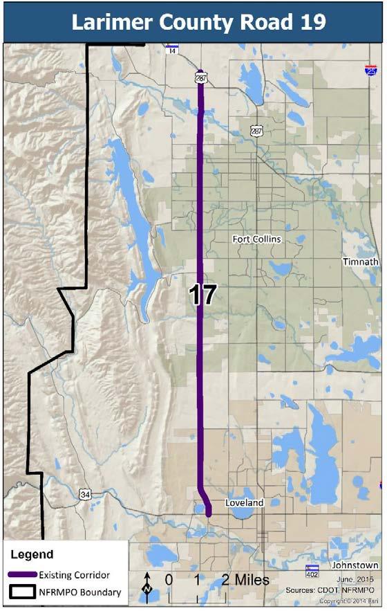 RSC Vision 17: Larimer County Road 19 RSC 17 stretches from RSC 6 US 287 on the north to RSC 2 US 34 on the south.