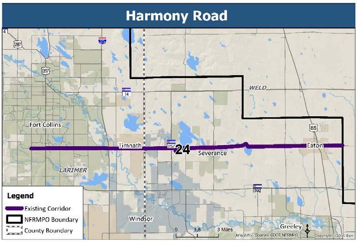 RSC Vision 24: Harmony Road RSC 24 goes from RSC 16 Larimer CR 17 in Fort Collins to Weld CR 21 in unincorporated Weld County.