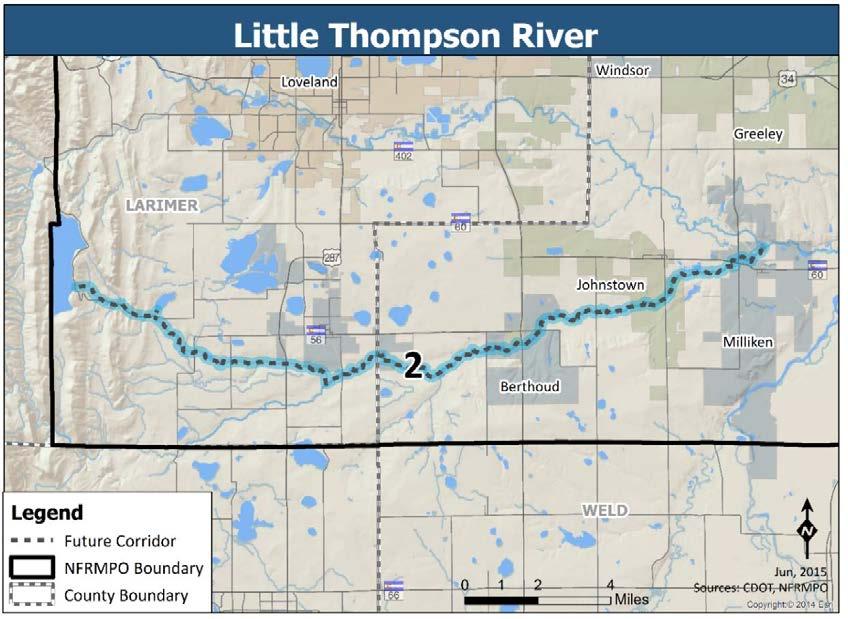 RBC 2: Little Thompson River RBC 2 starts at RBC 12 Carter Lake/Horsetooth Foothills Corridor Regional Bike Corridor on the east to RBC 3 Big Thompson River on the west.