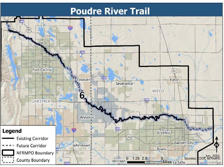 RBC 6: Poudre River Trail RBC 6 connects to RBC 12 Carter Lake/Horsetooth Foothills Corridor on the east to the NFRMPO Boundary on the west, along the Poudre River.
