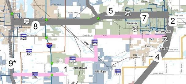 RTC 1: Evans-to-Milliken-to-Berthoud Primary Investment Need: Increase regional connectivity, increase mobility : Evans, Greeley, Milliken, Johnstown, Berthoud The vision for RTC 1 is to increase