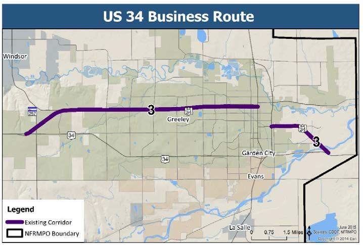 RSC Vision 3: US 34 Business Route RSC 3 is the US 34 Business Route from the eastern NFRMPO boundary to RSC 2 US 34.