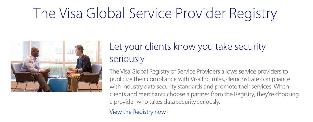 provider brand logo and tagline Recognize compliance with other Visa or industry