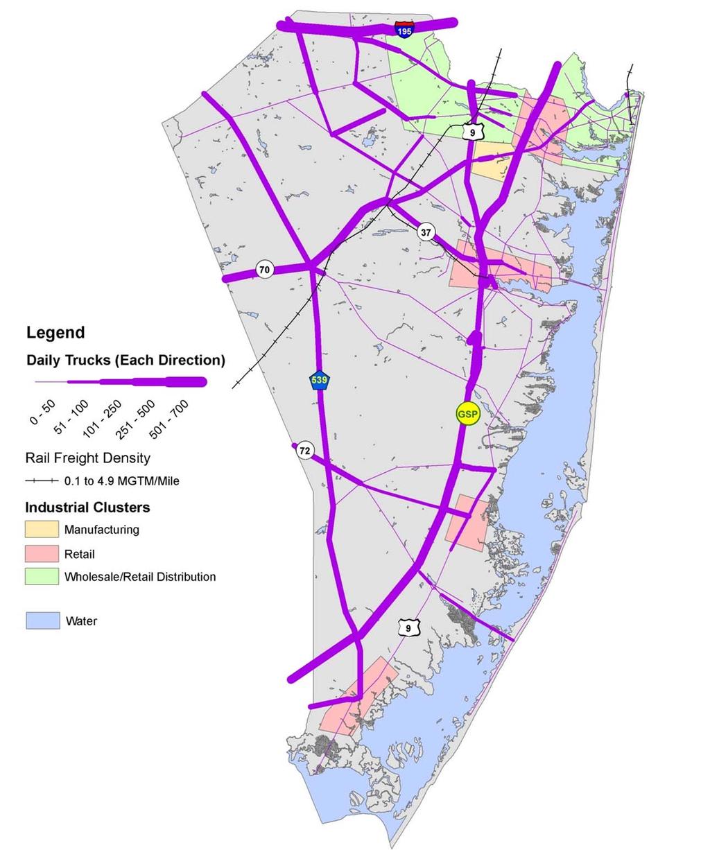 Ocean County Freight Profile Highway and Rail Network Utilization Ocean County s highway network serves to connect its major freight activity centers with key trading partners elsewhere in the