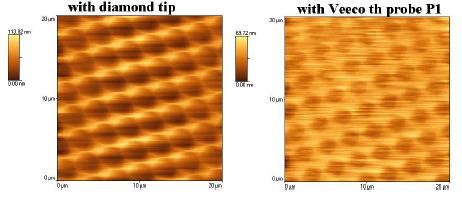 Figure 7. Testing the resolution of the diamond tip: 20 µm contact mode scans on a 3 µm grid. 6. References [1] Veeco Thermal probe details may be found at http://www.veeco.