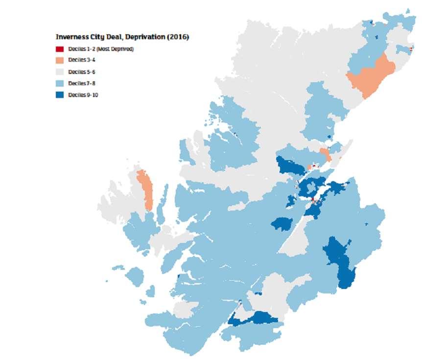 Figure 2.7: Deprivation in Inverness and Highland City Region Deal by SIMD (2016) Deciles 2 1-10 See SIMD interactive map here: http://simd.