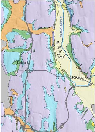 Puget Sound Area Geology In the Lowland: Vashon till is the most abundant material by surface area, but commonly a thin veneer Vashon advance outwash