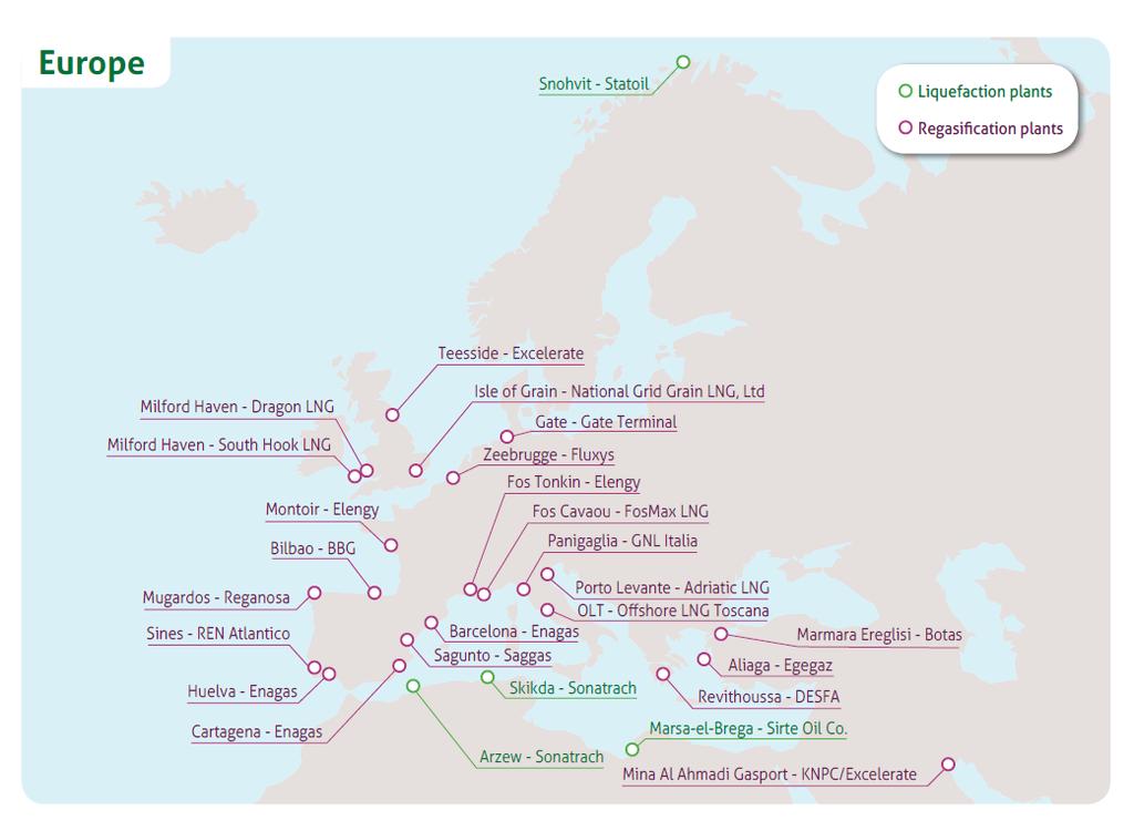 Low Utilization of European LNG Import Terminals Utilization of European LNG Import Terminals Country Number of LNG Import Terminals Import Capacity (Bcf/d) 2013 LNG Imports (Bcf/d) Utilization of