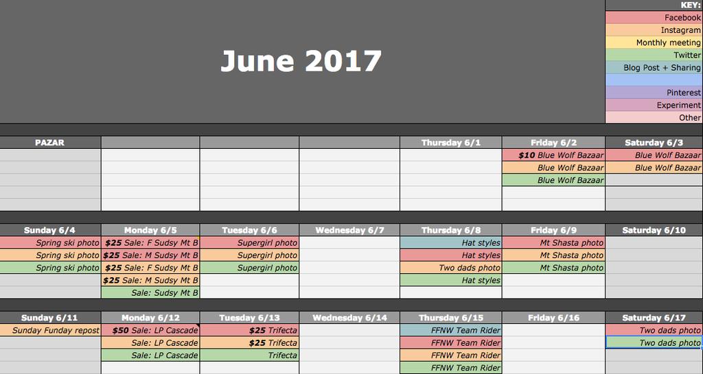 DAILY CONTENT CALENDAR IDENTIFY DAYS