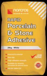 20 FIXING Fix tiles in a polymer modified cement-based adhesive such as Norcros Rapid Porcelain Tile Adhesive Grey, Norcros Rapid Porcelain & Stone Adhesive White, Norcros Rapid Porcelain S1 or