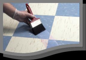 Surfaces. Clean and degrease the vinyl. Any loose tiles should be removed, together with any adhesive residues, dirt and dust etc. Make good the area.