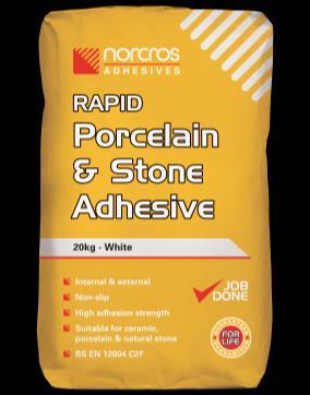 46 FIXING Tiles should be fixed in Norcros One Part Flexible Tile adhesive or Norcros Standard Set Flexible S1 adhesive.