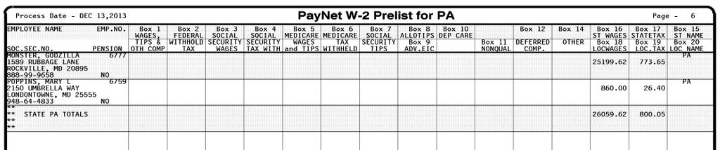 the W-2 Pre-list will capture