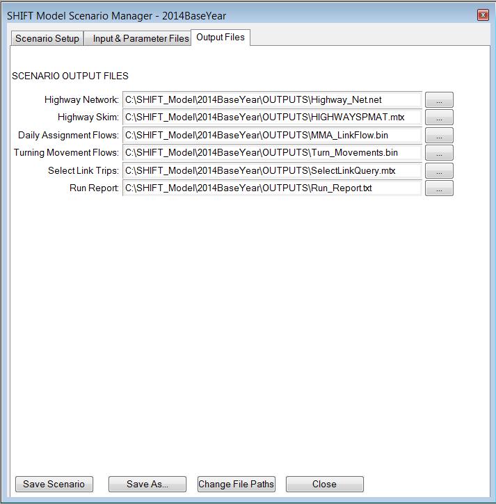 All the input and parameter files are specified in the Input & Parameter Files tab.