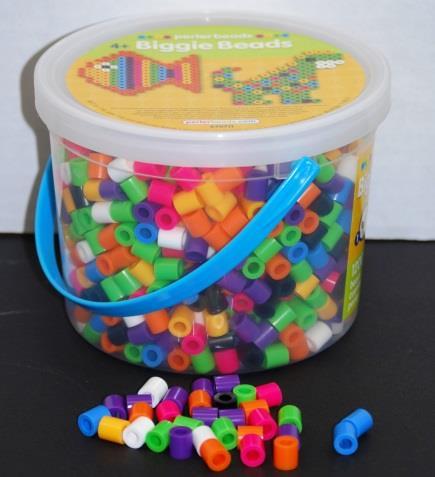 Figure 4: Perler Biggie beads (left) and melty beads (right). Perler beads are also sold in sizes essentially identical to melty beads.