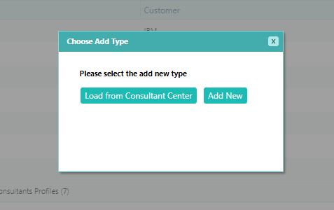 Click on + button and a pop up will appear as shown below Forecast Center Import/Add New Consultants Select Load from Consultant Center to import the existing consultants into forecast center.