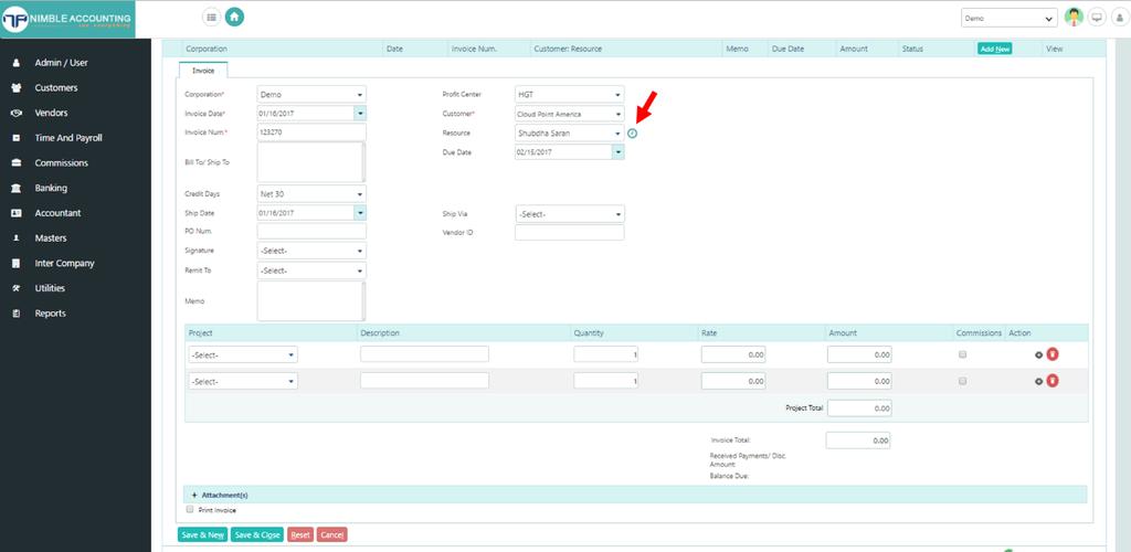 Invoice Entry Screen Next Select Add Time & Expense icon, you will get a popup screen showing Billable Time, Expense Hours.