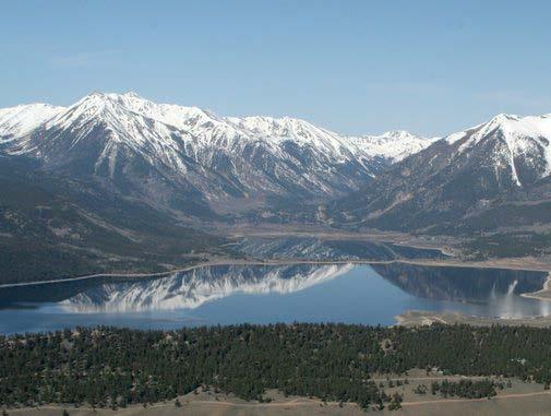 5 miles between Turquoise Lake and the Mount Elbert Forebay, 450 feet above Twin Lakes, which holds up to 140,339 acre-feet of water.