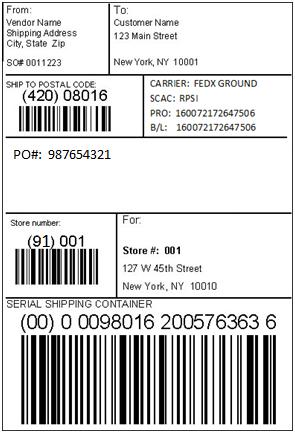 MH10 Label - SSCC Please ensure your SSCC is GS1-128 compliant.