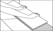 Fig 12. To remove the first row, lift the floorboard a few centimeters and tap along the joint. Cut the floorboards as required. Fig 13. Reinstall the first row from left to right.