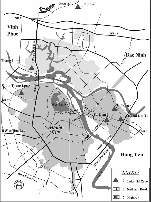 Competitiveness of Industrial Zones in Hanoi Map