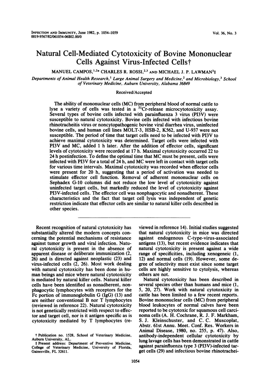 INFECTION AND IMMUNITY, June 1982, p. 1054-1059 0019-9567/82/061054-06$02.00/0 Vol. 36, No.