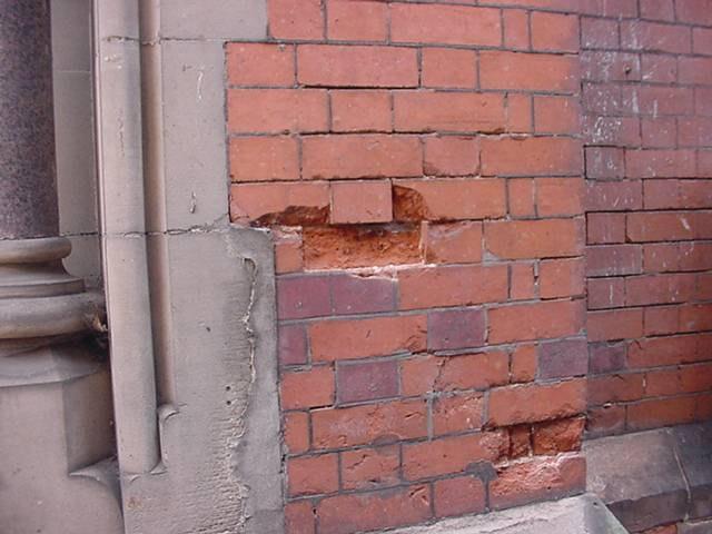 Walls: Flemish bond brickwork bedded originally in a lime mortar,