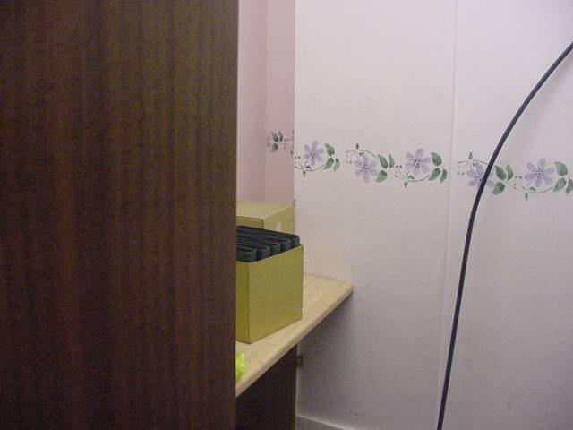 pink with painted flower dado Floors: Blue/green carpets Joinery: Marked and dated