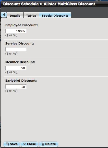 13 Discounts / Tables & Special Discounts Tabs Clicks to get to the Discount Schedule :: Tables & Special Discounts menu 1. 2. 3. 4. 5.