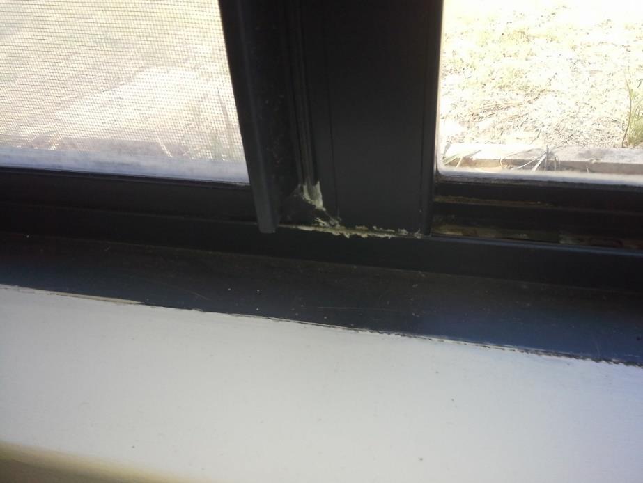 paint peel was observed on the window frame.