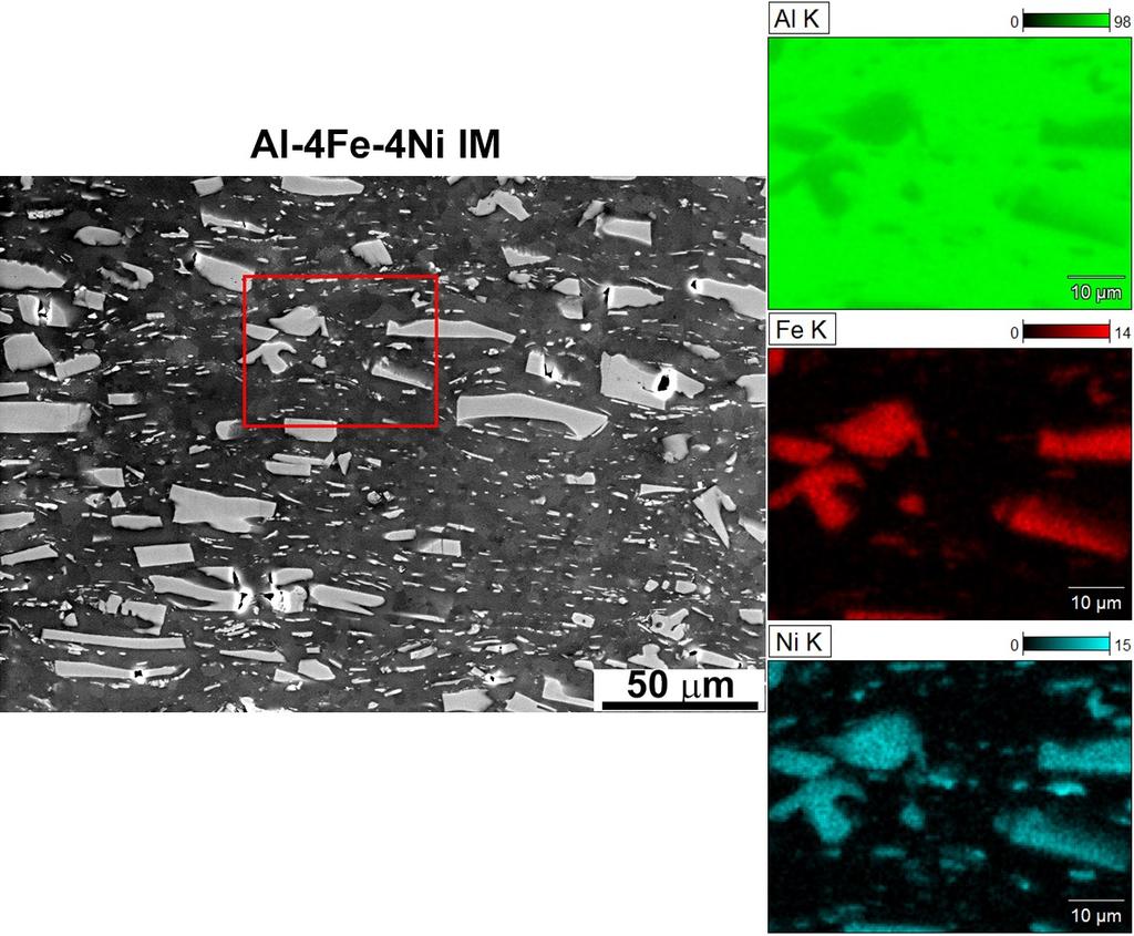 Opposite effect was observed for alloys with Fe and Ni additions; relatively coarse-grained microstructure has been usually observed for IM materials, while RS alloys exhibit enhanced effect of the