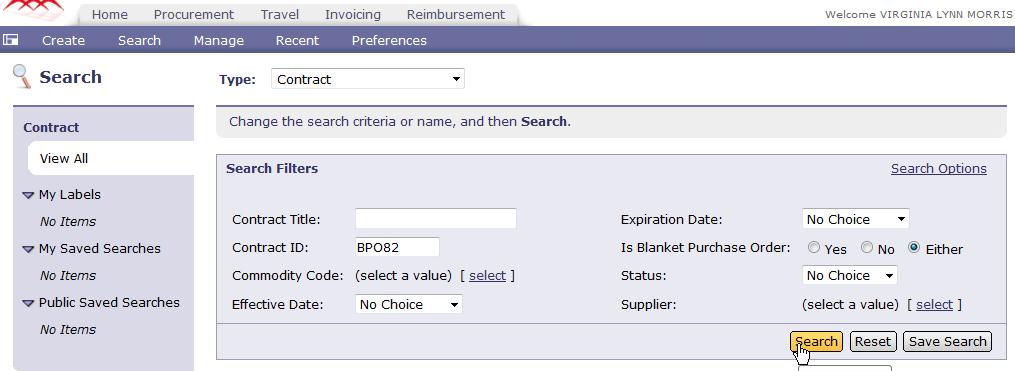 titled Contract ID and then click Search: Paste the BPO number into the Contract