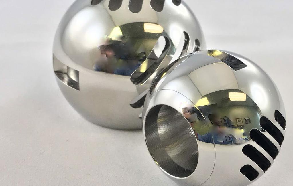 CHALLENGE THE PARTS AND FINAL PRODUCT Two intricate stainless-steel balls - for a control valve within a digital water temperature mixing system The parts requested by the manufacturer involved two