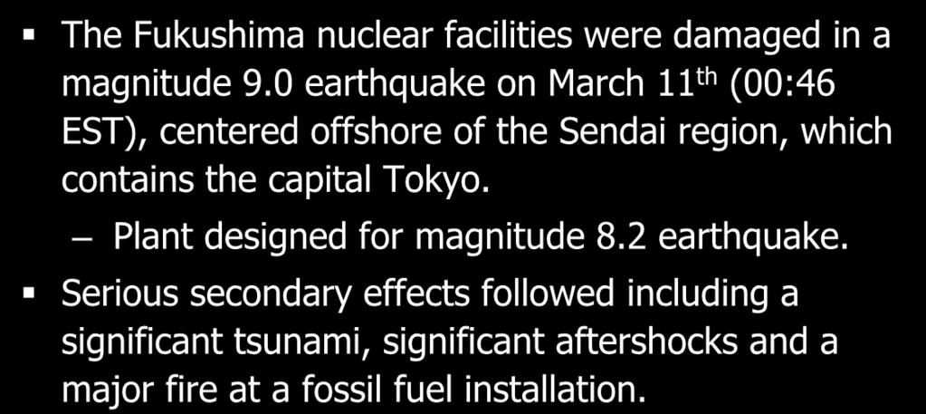 Event Initiation The Fukushima nuclear