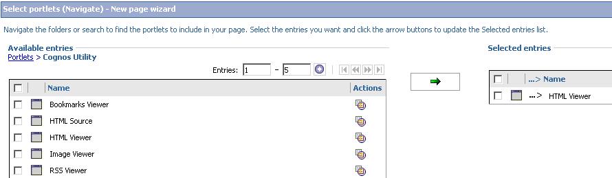 Check the box next to HTML Viewer and click the green arrow to move it to the Selected Entries box.