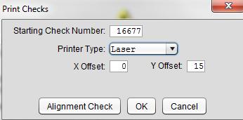 Print Checks/Update Payroll Figure 3-22 Note: Users who print PDF format checks will not see the Printer Type and Alignment options.