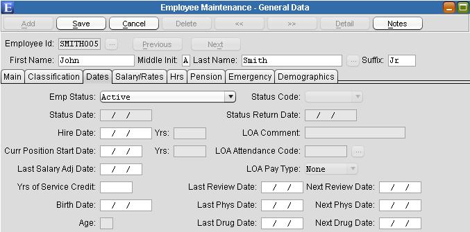 General Data Screen Exclude from EEO - Check the box to exclude the employee from the Equal Employment Opportunity report. Statutory Employee - Check the box identify a Statutory Employee on the W2.