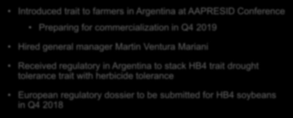 Argentina to stack HB4 trait drought tolerance trait with