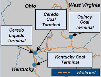 SunCoke Coal Logistics - KRT Access to all U.S. East Coast, Gulf Coast and Great Lakes ports; Two railroads at Ceredo CSX and NS Serves 2 SunCoke facilities as well as steel, coal and utility