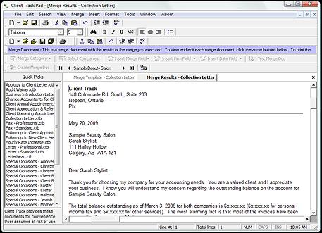 DOCUMENT MERGE Easily create template documents, letters and merge any of your client s information directly