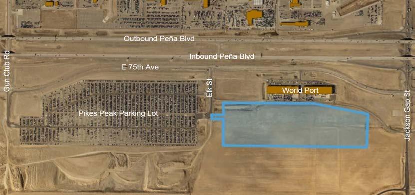 LANDSIDE EMPLOYEE PARKING LOT Scope of Work: Relocate existing Landside Employee Parking Lot Current: E 78 th Ave, East of Jackson Gap St Proposed: E 74 th Ave, West of Jackson Gap St Construction of