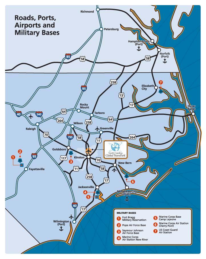 A Strong Military Presence Convenient to multiple ports Improved