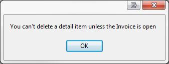 A prompt will appear asking if you are sure you want to delete the detail item. Select Yes.