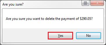 Select the payment you want to delete and click Del or press