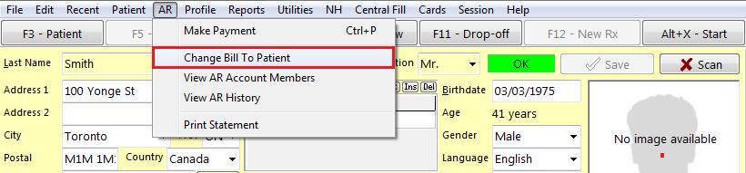 Add Member: Allows you to search for and select a patient who will then be linked to the current account.