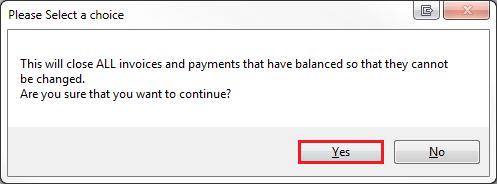2. A prompt will appear to inform you that all balanced invoices